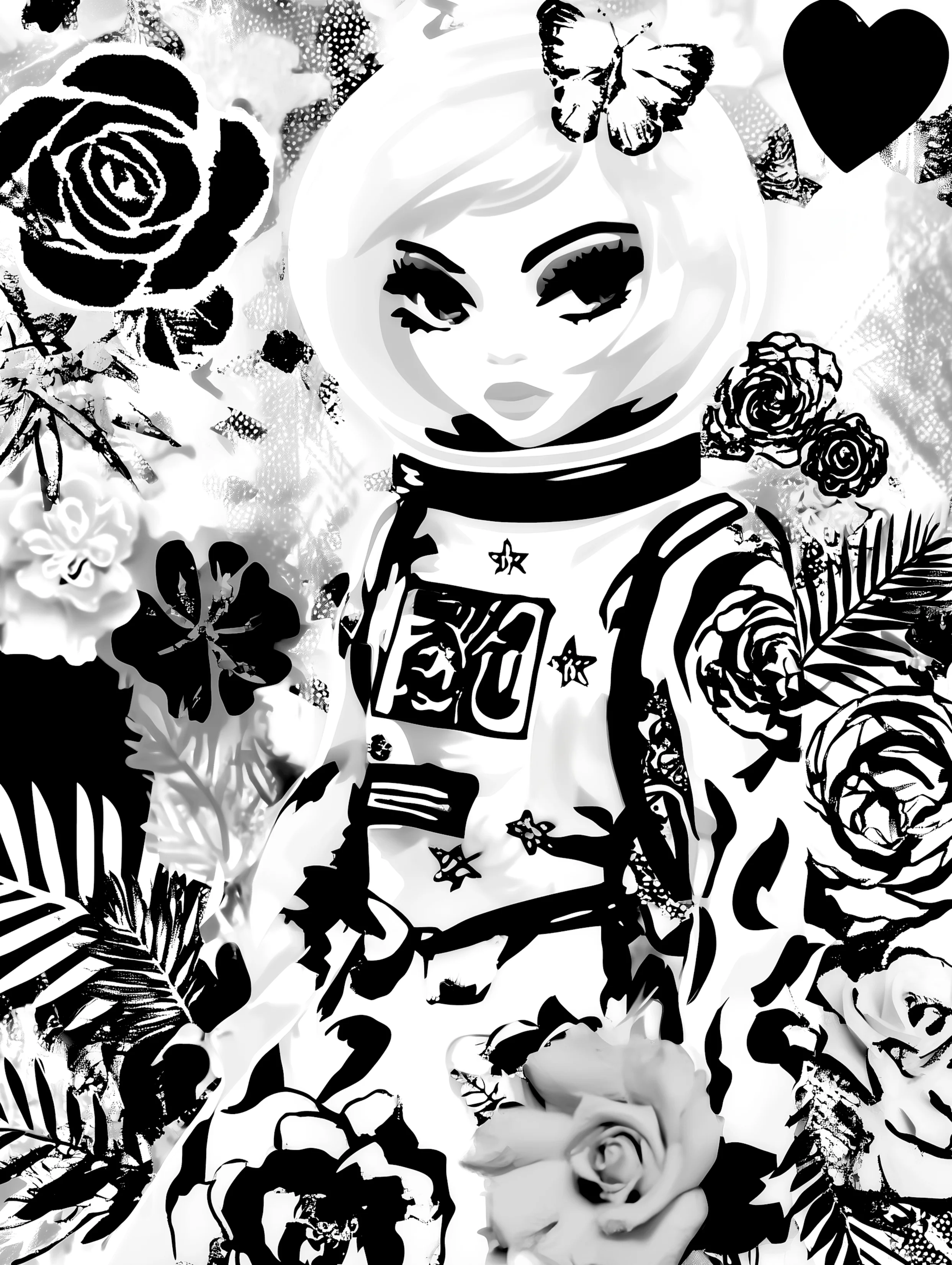 Free printable astronaut coloring pages for adults featuring short hair lady astronaut